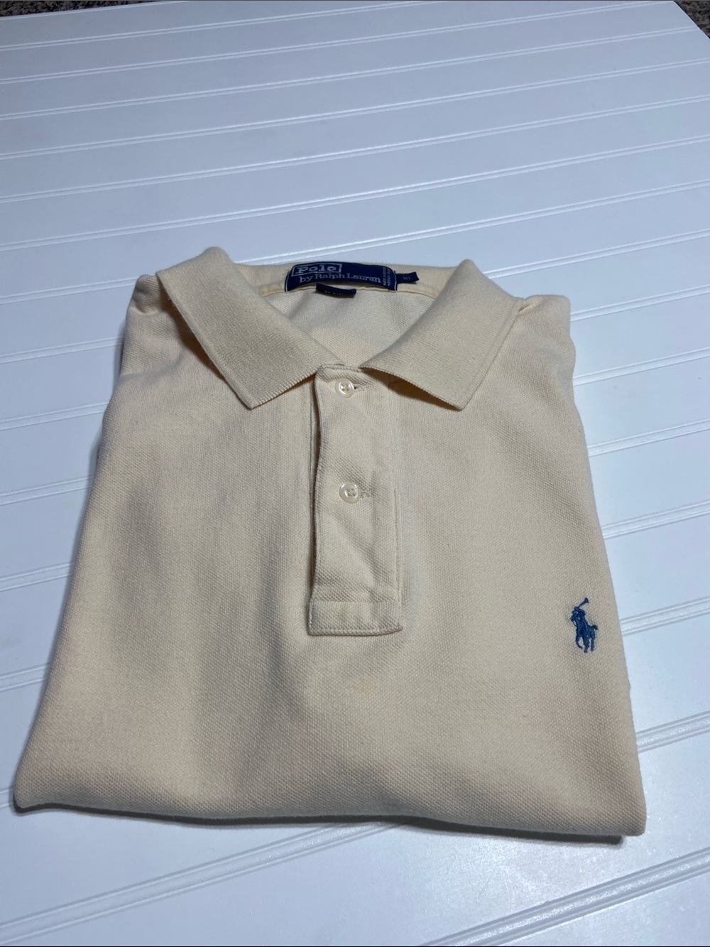 Polo by Ralph Lauren Men's L Butter Yellow Cotton Polo with Navy Pony Preppy